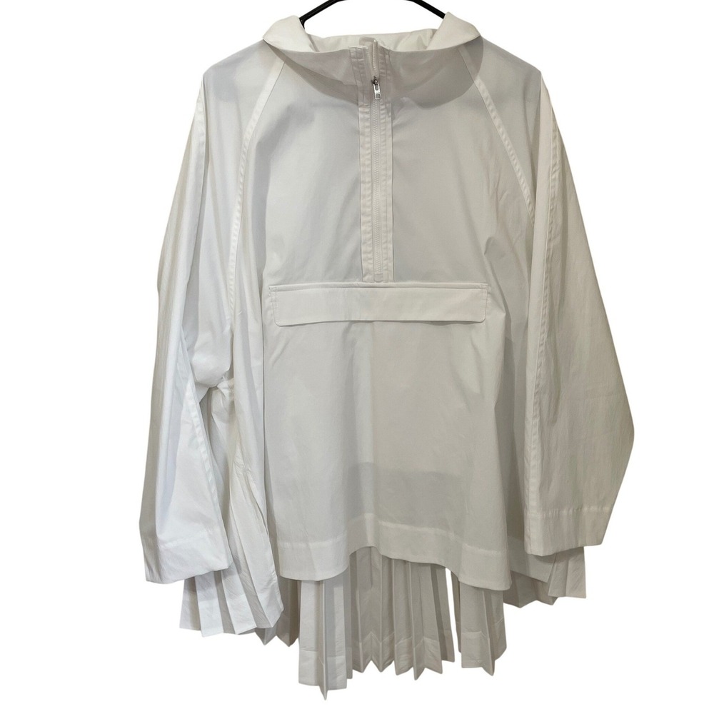 Athleta Sojourn Top White Pleated Back Quarter Zip Pullover Size 1X Shacket